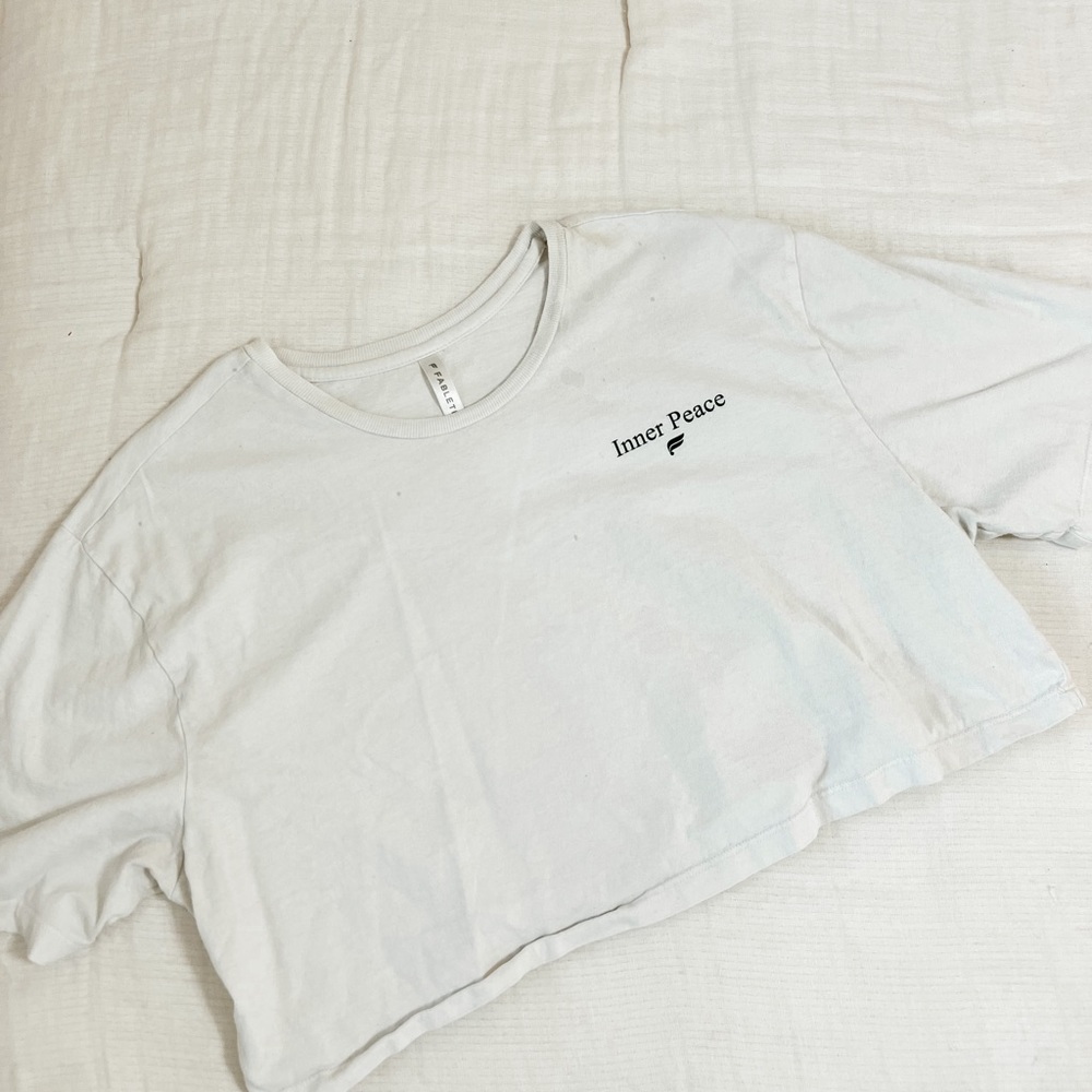 Fabletics white inner peace crop top
